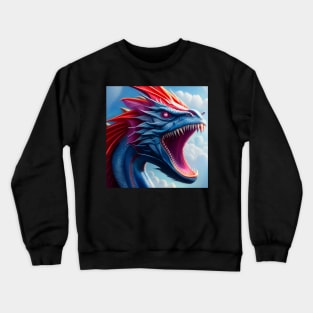 Blue Dragon with Red and Purple Spines Crewneck Sweatshirt